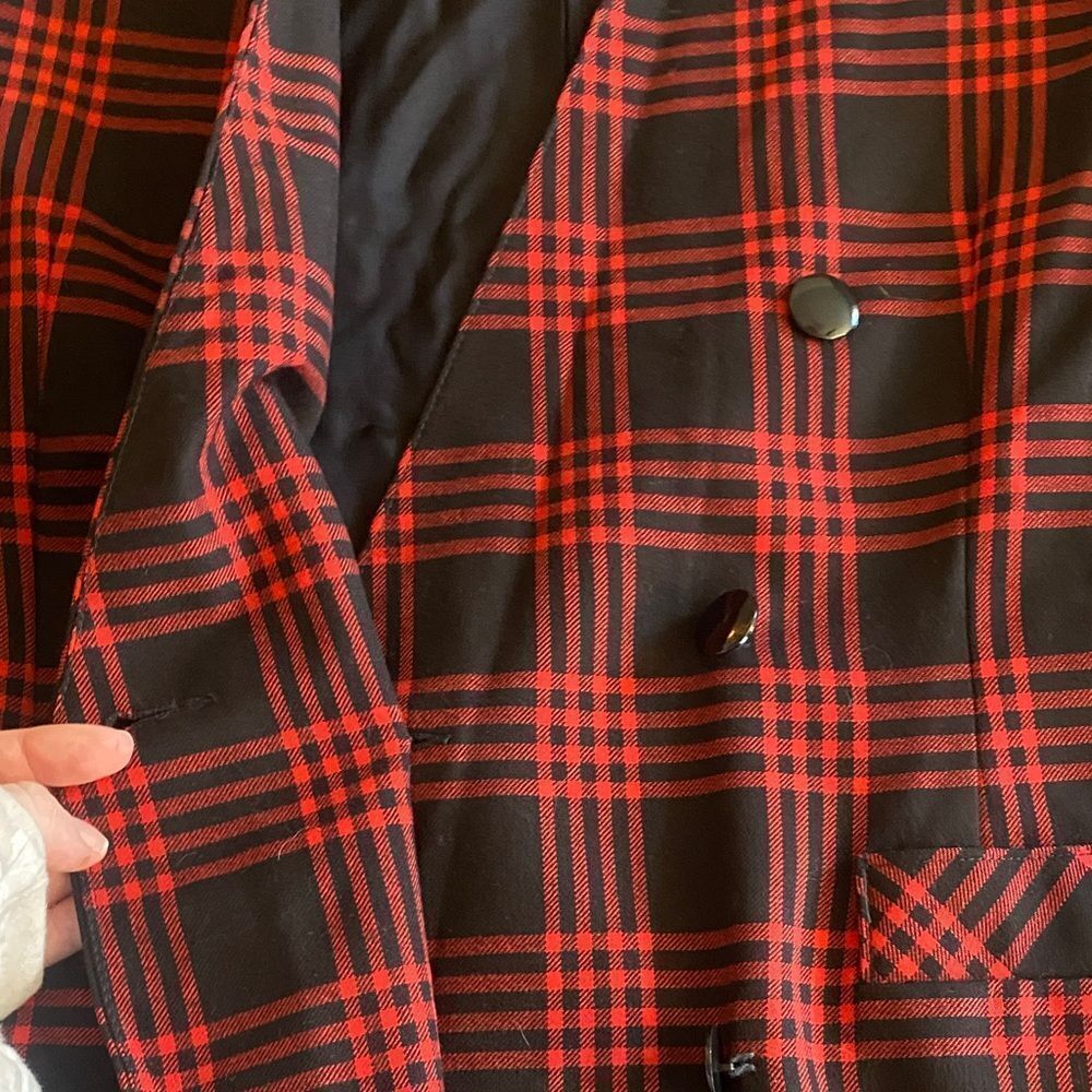 Vintage Worthington Red and Black Checkered Double Button Blazer - Picture 3 of 8